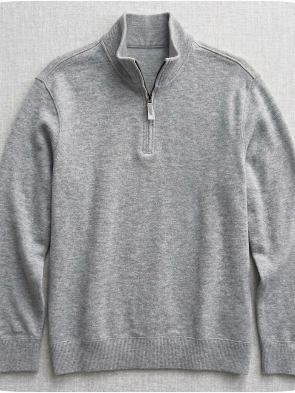 LANDS END Quarter Zip Pullover Ribbed Cuffs & Hem Sweatshirt, Men’s M, Gray